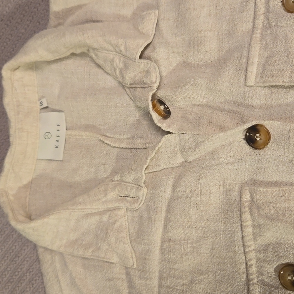 🌟 KAFFE Gorgeous unique belted shirt dress in linen color US 6 Euro 38 - Picture 4 of 13